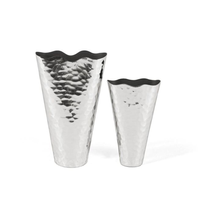GINER Y COLOMER Fabrica2 Lot de 2 vases en aluminium avec finition brillante, effet martelé, design conique moderne et élégant 0 GINER Y COLOMER Fabrica2 Lot de 2 vases en aluminium avec finition brillante, effet martelé, design conique moderne et élégant 0