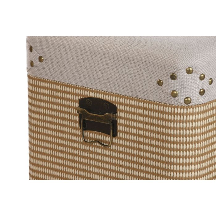 Lot de paniers Home ESPRIT Beige Naturel Polyester Bois Traditionnel 80 x 40 x 44 cm (3 Unités) 3