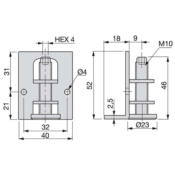 Emuca Lot de 10 niveleurs circulaires M10 avec capuchon et support de meuble, diamètre 23mm, Acier et Plastique, Zingué 2