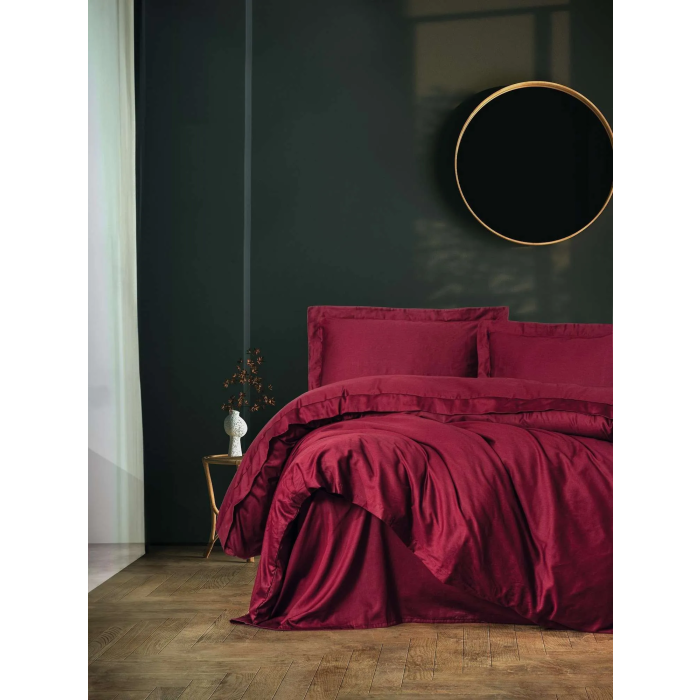 Ranforce Parure de lit 1 housse de couette 140 x 200 cm + 1 taie d'oreiller 60 x 60 cm - Satin Rouge bordeaux Ranforce Parure de lit 1 housse de couette 140 x 200 cm + 1 taie d'oreiller 60 x 60 cm - Satin Rouge bordeaux
