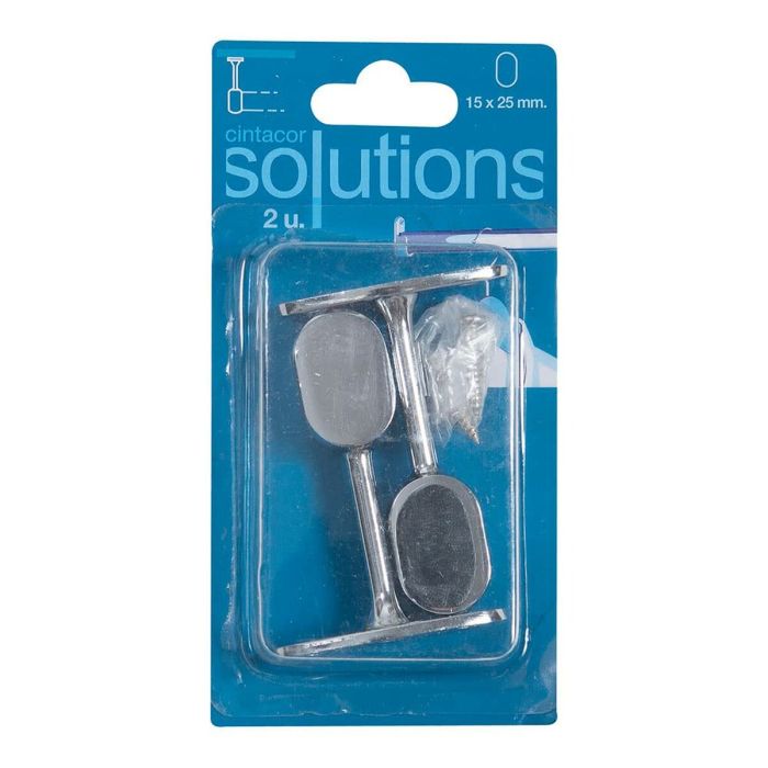 Support de tringle de penderie Stor Planet Oblongue Chrome 2,5 x 1,5 cm Argenté (2 Unités) 1