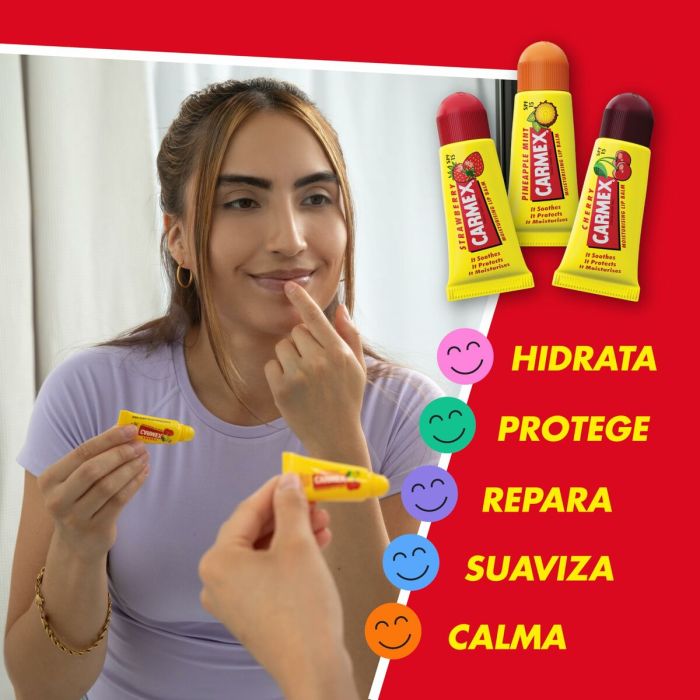 Baume à lèvres hydratant Carmex Triplo Transparent Spf 15 Fraise Ananas Cerise 3 Pièces (3 Unités) 5 Baume à lèvres hydratant Carmex Triplo Transparent Spf 15 Fraise Ananas Cerise 3 Pièces (3 Unités) 5