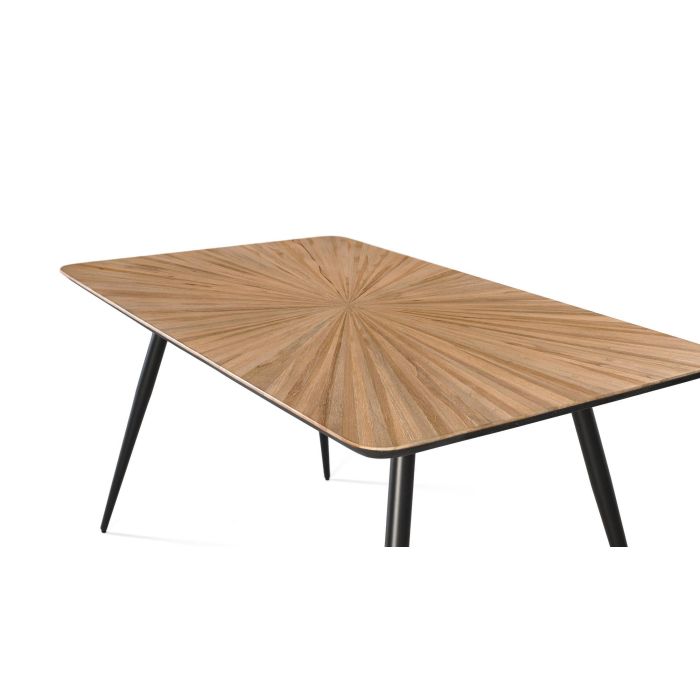 GINER Y COLOMER - Table de salle à manger en teck recyclé et fer noir, plateau rectangulaire 150 cm avec motif radial, pattes inclinées (assemblage requis) 3 GINER Y COLOMER - Table de salle à manger en teck recyclé et fer noir, plateau rectangulaire 150 cm avec motif radial, pattes inclinées (assemblage requis) 3