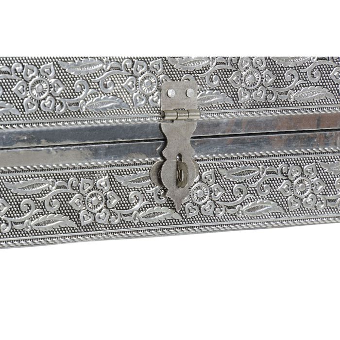 Boîte à bijoux Home ESPRIT Argenté Naturel Bois Aluminium 38 x 20 x 7,5 cm 1