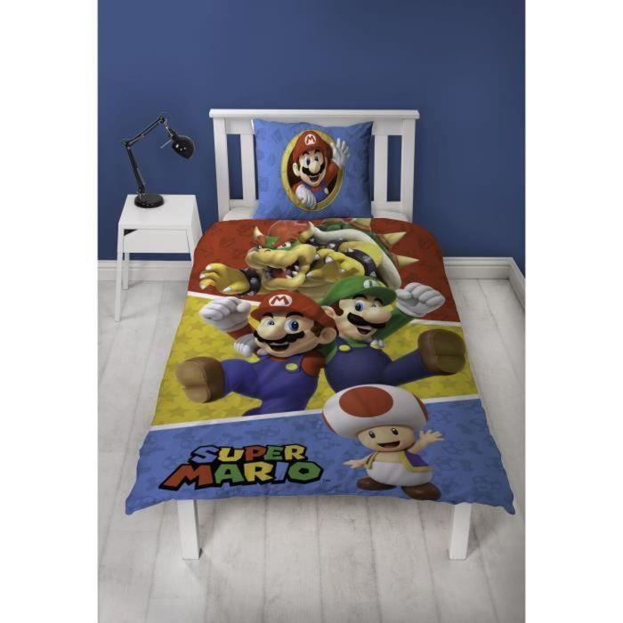 Parure de couette Mario Bros 25 x 4 x 30 cm Multicouleur Lit 2 persones 2 Pièces 1