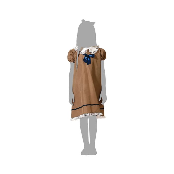 Déguisement Fille Muñeca Effrayante Robe Vintage Marron avec Noeud Bleu 3-4 Ans - Costume Halloween