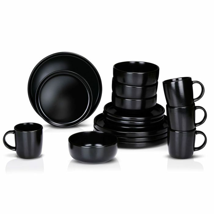 Assiettes Alpina Noir Céramique 16 Pièces (4 Unités)