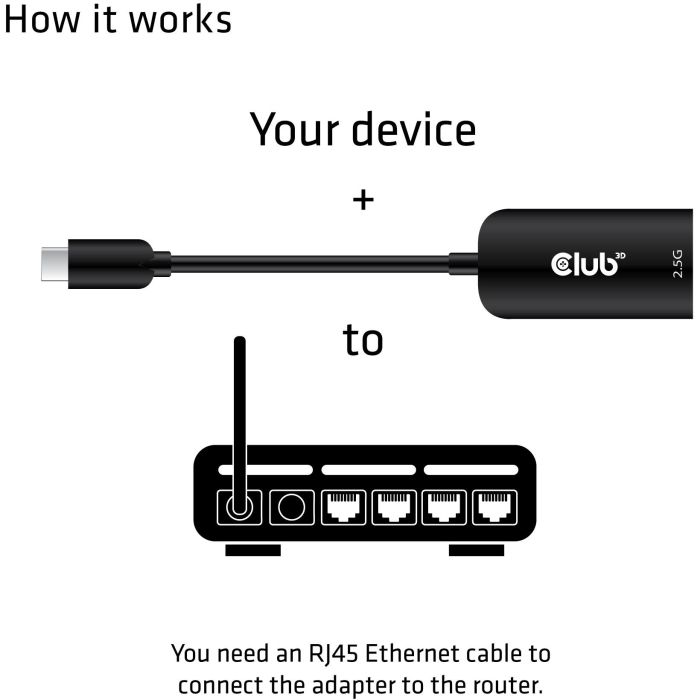 Club3D Adapter USB 3.2 Typ C > RJ45 2.5Gb St/Bu 2