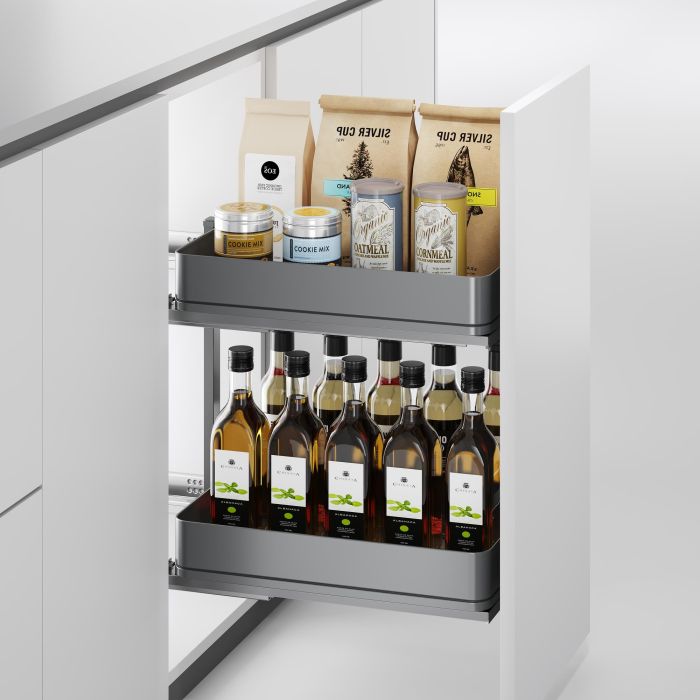 Emuca Chariot extractible Harmony avec fermeture à amortie, Module largeur 400mm hauteur 700mm, Acier et Bois, Gris anthracite 2 Emuca Chariot extractible Harmony avec fermeture à amortie, Module largeur 400mm hauteur 700mm, Acier et Bois, Gris anthracite 2