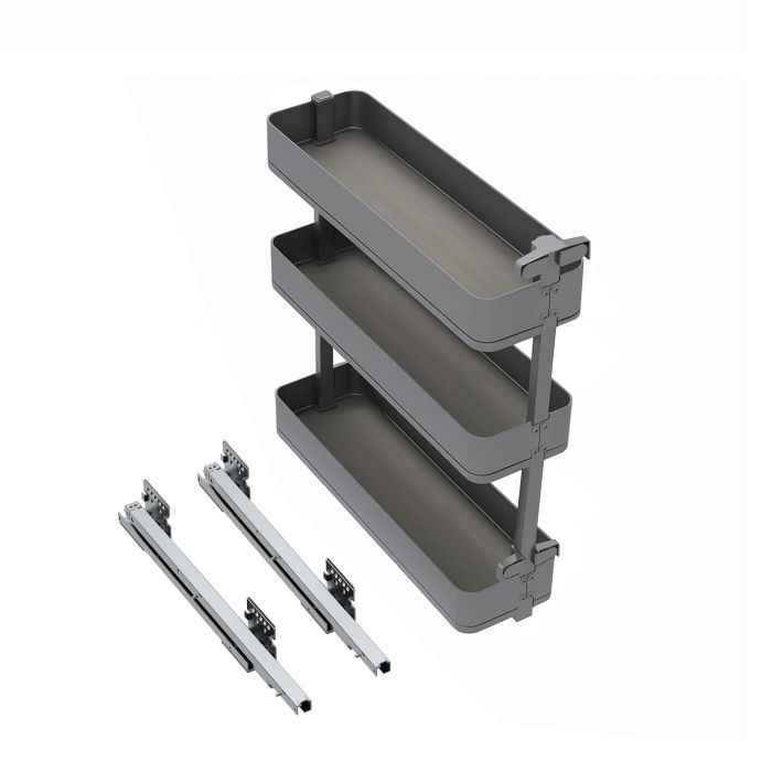 Emuca Porte-bouteilles latéral extractible Harmony avec fermeture amortie, Module largeur 200mm hauteur 800mm, Acier et Bois, Gris anthracite 0 Emuca Porte-bouteilles latéral extractible Harmony avec fermeture amortie, Module largeur 200mm hauteur 800mm, Acier et Bois, Gris anthracite 0