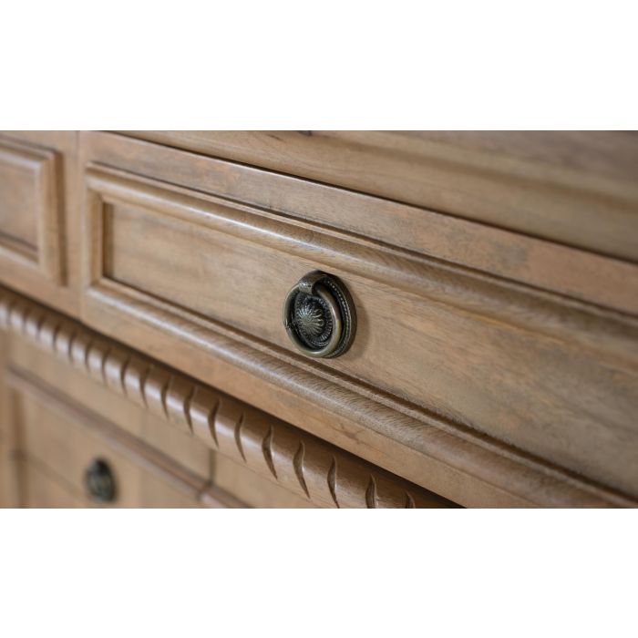 GINER Y COLOMER Buffet 4 tiroirs et 4 portes en bois de manguier massif 200 cm - Couleur Naturelle, Meuble Artisanal en Bois Récupéré 4