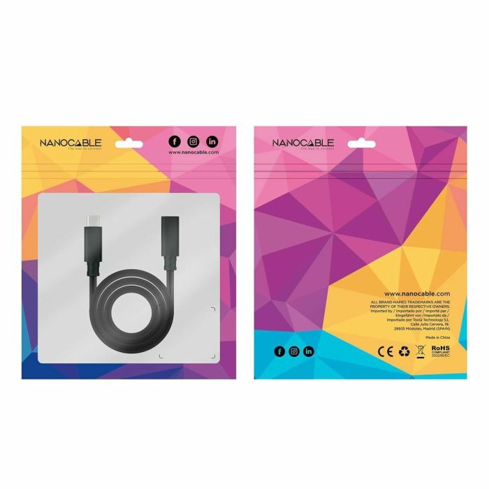 Câble USB NANOCABLE USB 3.2 GEN2x2 100W C/M-H Noir 2 m 2