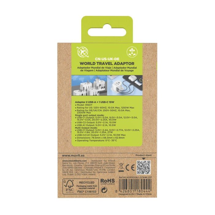 Multiprise Muvit for Change Plastique 45 W 14