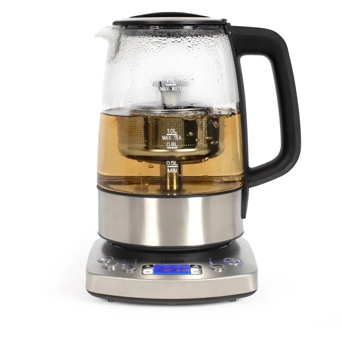Livoo DOD209 Bouilloire automatique 2200 W 1,7 L avec modes d'infusion thé, infuseur acier inoxydable, verre, LCD et maintien chaud