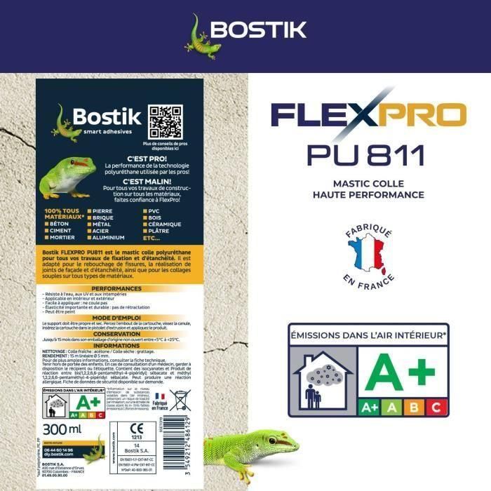 Mastic colle/joint - BOSTIK - Flexpro PU811 - Tous matériaux - Intérieur/extérieur - Blanc - 300 ml 4