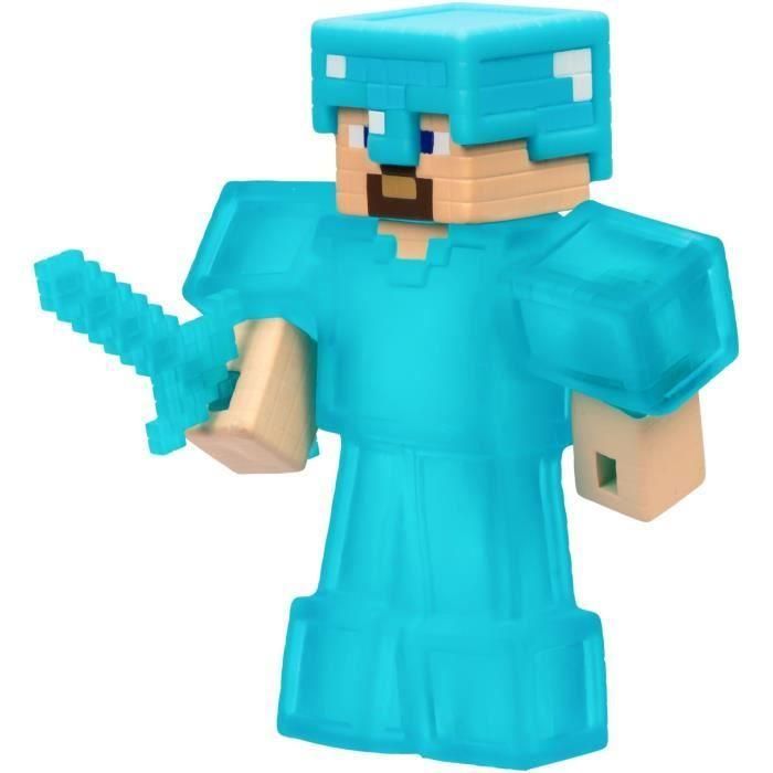 Figurine extensible - GOO JIT ZU - Minecraft Steeve - 11 cm - Texture élastique - Extensible 3x 3