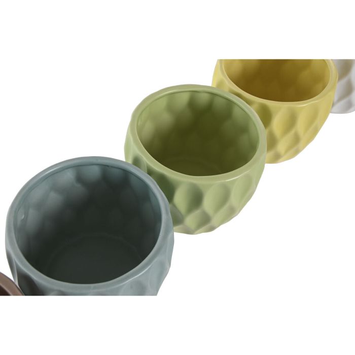 Cache-pot Home ESPRIT Jaune Blanc Vert Rose Dolomite Losanges 12 x 12 x 10 cm (6 Unités) 2