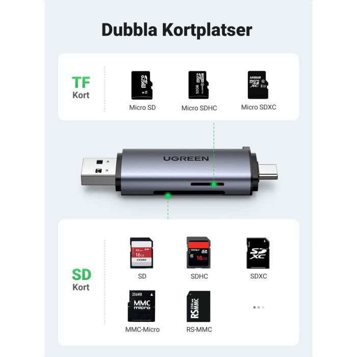 Lecteur de Cartes Ugreen 50706 Argenté 10 Lecteur de Cartes Ugreen 50706 Argenté 10