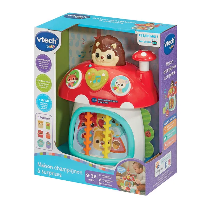 VTech Baby Maison Champignon à Surprises, Jouet d'éveil pour Bébé 9 à 36 mois avec Formes, Couleurs, Boutons et Animaux de la Forêt