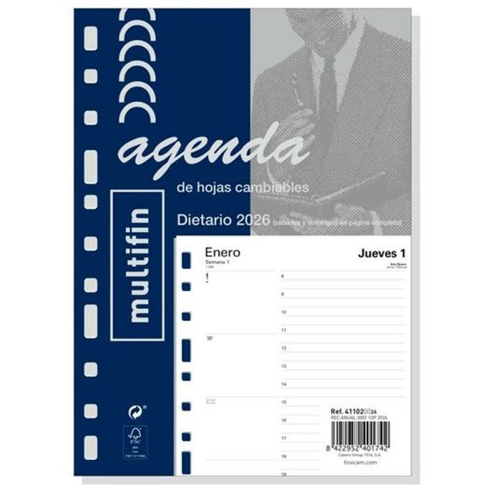Recharge pour agenda Finocam MULTIFIN 2026 15,5 x 21,5 cm