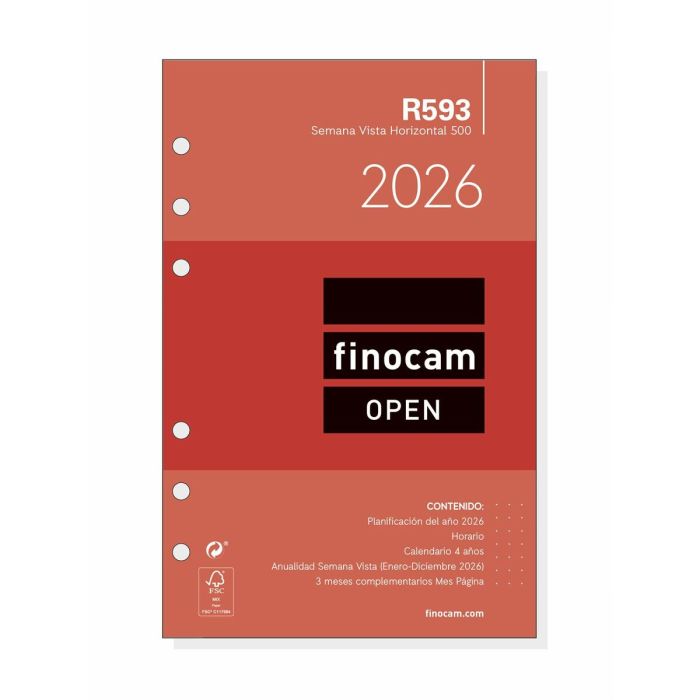Recharge pour agenda Finocam OPEN R1093 2026 11,7 x 18,1 cm