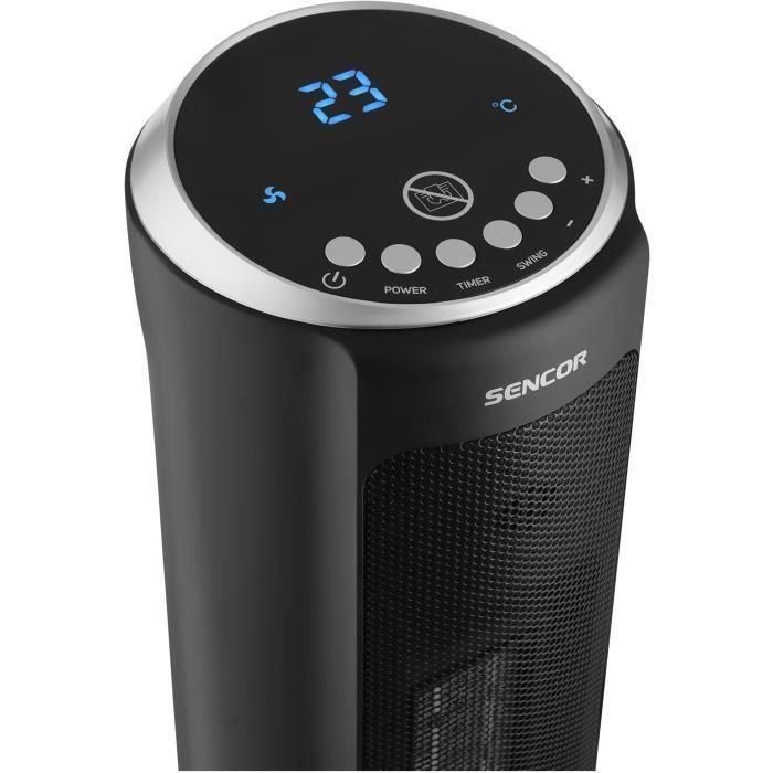 SENCOR Radiateur ventilateur colonne SFH 8990BK, Chauffage PTC 2000W, 24 m², Télécommande et Appli, Noir SENCOR Radiateur ventilateur colonne SFH 8990BK, Chauffage PTC 2000W, 24 m², Télécommande et Appli, Noir