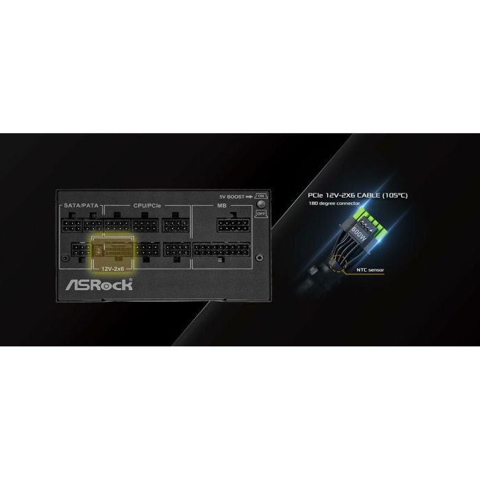 Bloc d’Alimentation ASRock 90-UXP100-GFEAAB 1000 W 80 Plus Gold 5 Bloc d’Alimentation ASRock 90-UXP100-GFEAAB 1000 W 80 Plus Gold 5