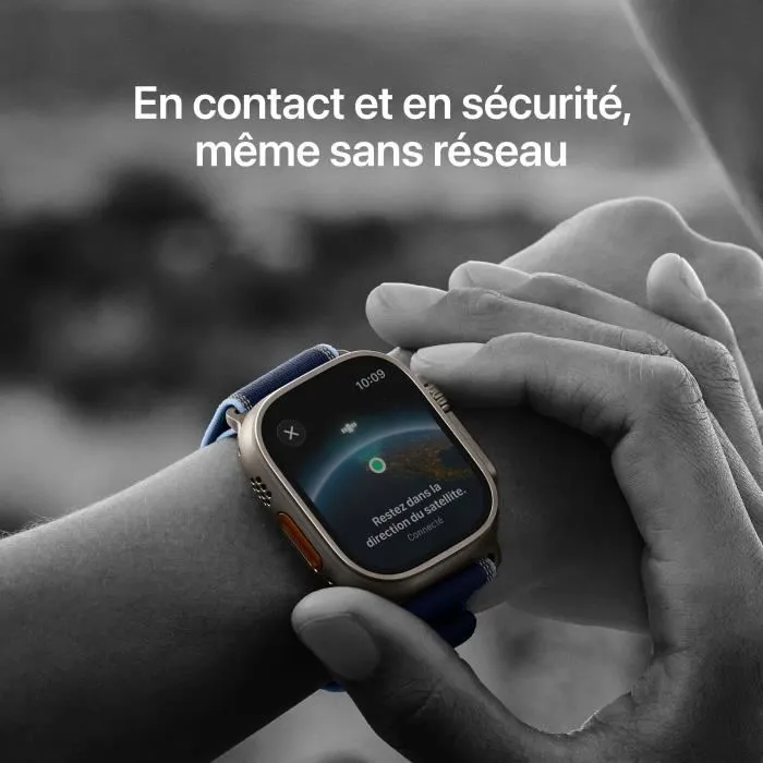 Apple Watch Ultra 3 GPS + Cellular 49 mm Boîtier Titane Naturel Bracelet Alpine Loop Bleu Clair Petit MEWK4QFA 3