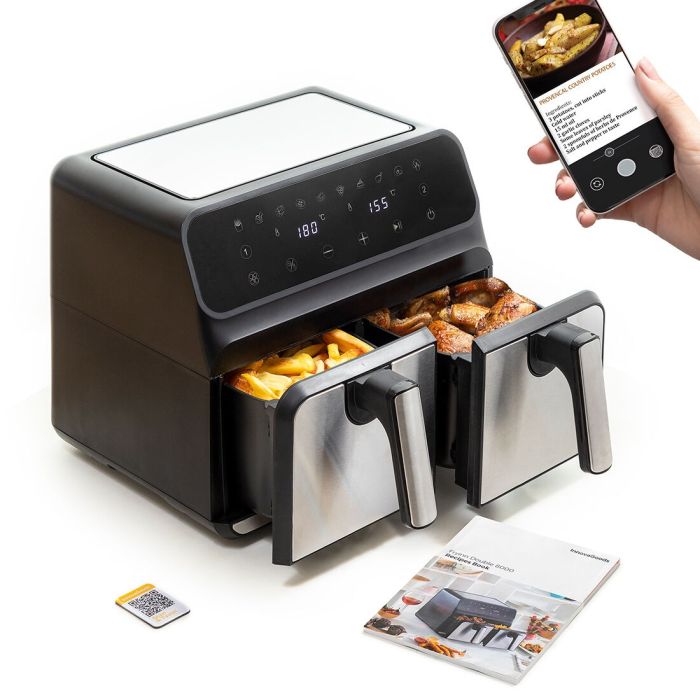 Friteuse à Air InnovaGoods Fryinn Double 8000 Noir 3400 W 8 L Acier inoxydable 4