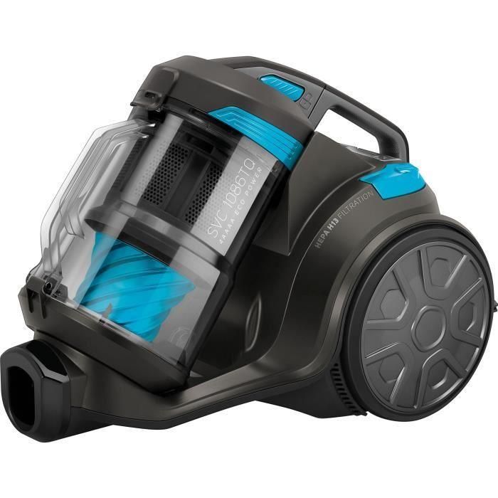Sencor Aspirateur traîneau sans sac SVC 1086TQ - 700 W - Technologie Multi Cyclone - Filtre HEPA H13 - 3.5 L - Classe A - 78 dB - Noir / Bleu