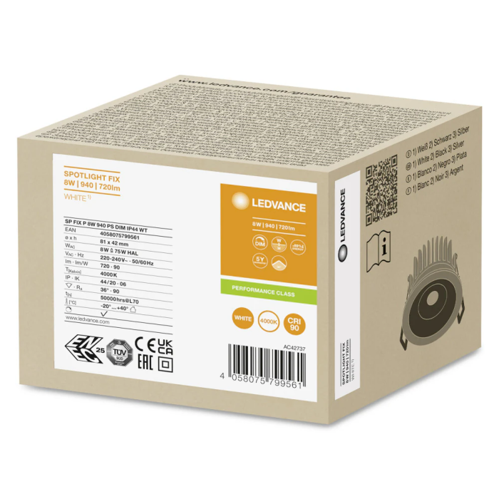 LEDVANCE LVE-4058075799561 Foco Spot LED 8W 720Lm 4000K 36° IP44/IP20 Dimmable 1 LEDVANCE LVE-4058075799561 Foco Spot LED 8W 720Lm 4000K 36° IP44/IP20 Dimmable 1