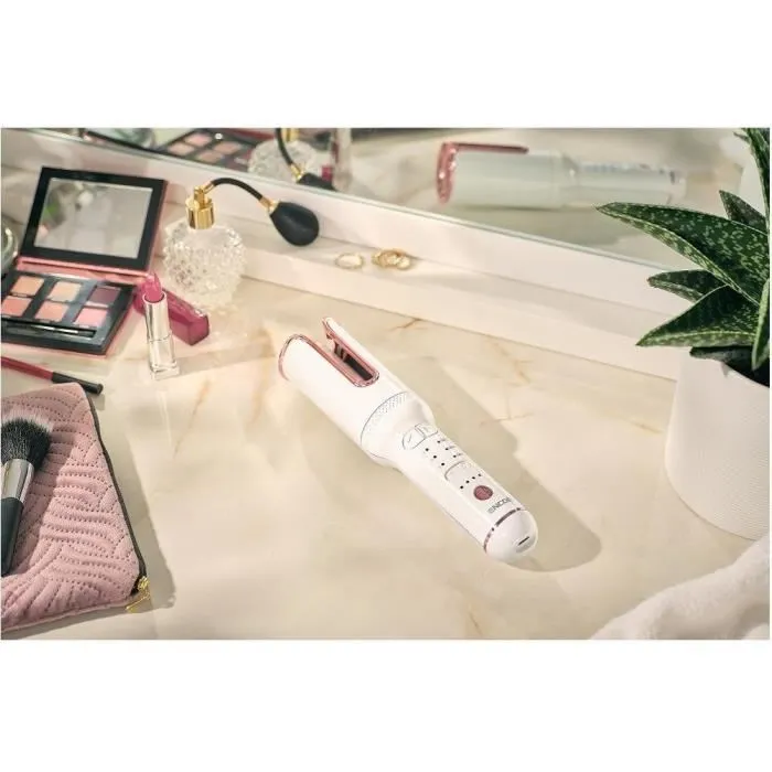 Sencor SHS 0930RS - Fer à friser sans fil rechargeable avec 3 températures et minuterie - 18 styles de boucles - Batterie 4800 mAh, 40 min d'autonomie