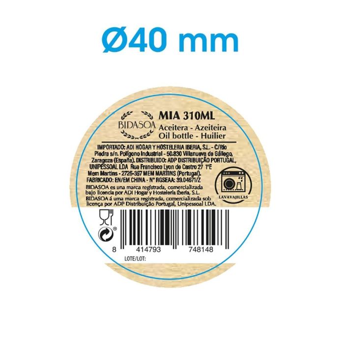 Aceitera Spray Vidrio Mia Bidasoa 310 mL 2 Aceitera Spray Vidrio Mia Bidasoa 310 mL 2