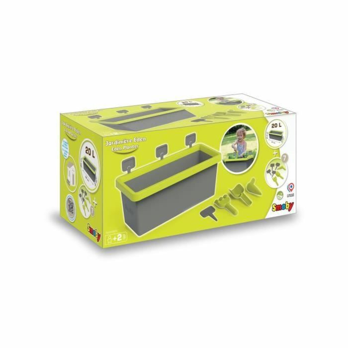 Smoby Jardinière Eden 20L avec Pelle, Râteau, Plante et 4 Panneaux