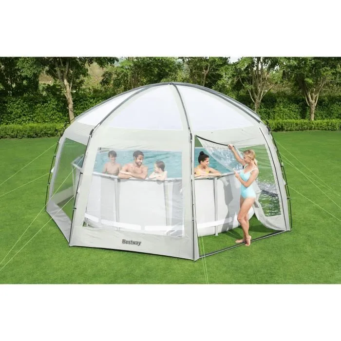 Bestway Bâche de Piscine Ronde Élévée Flowclear 6 x 6 x 2,95 m avec Protections UV UPF 50 et Double Toit 2