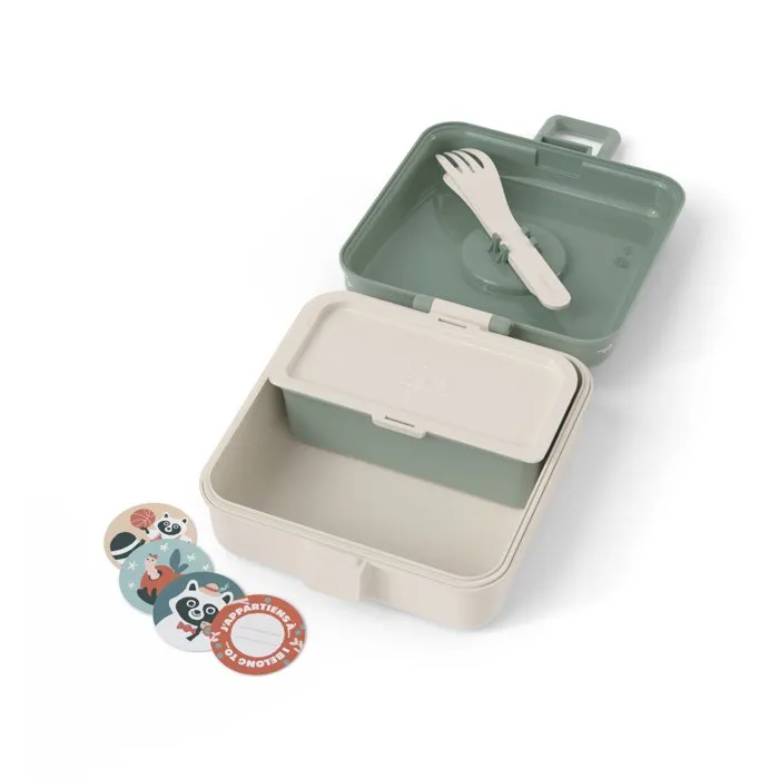 Monbento - Snacky Raccoon - Boîte à sandwich enfant 850 ml - sans BPA - lunch box avec couverts (fourchette, cuillère) et compartiment amovible