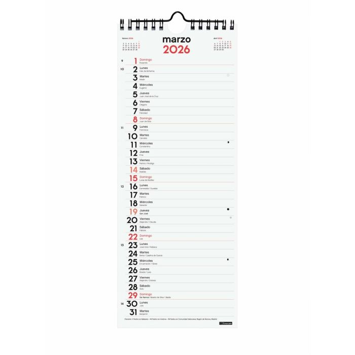 calendrier mural Finocam Papier 2026 13 x 33 cm 2