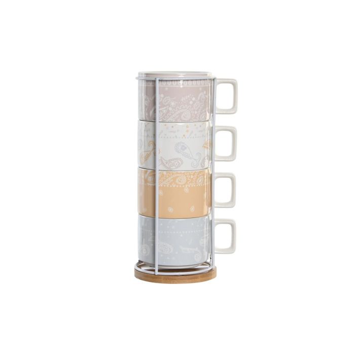 Ensemble de tasses à café DKD Home Decor Jaune Bleu Blanc Rouge Métal Bambou Dolomite 260 ml