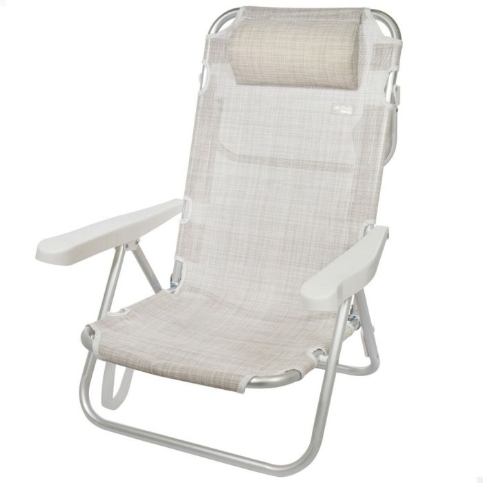 Chaise Pliante avec Repose-Tête Aktive Ibiza Beige 48 x 84 x 46 cm (2 Unités) 4 Chaise Pliante avec Repose-Tête Aktive Ibiza Beige 48 x 84 x 46 cm (2 Unités) 4