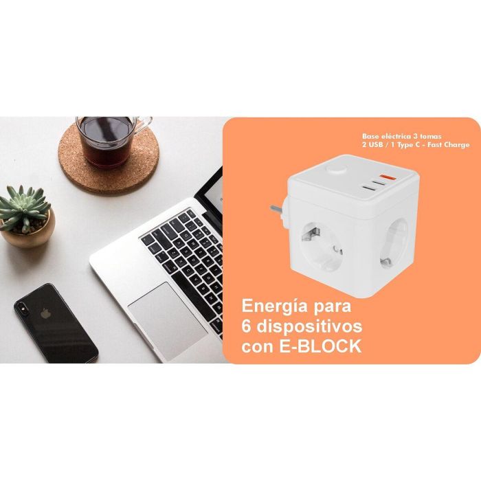 Jeu de prise et de fiche Silver Electronics E-BLOCK 3 Blanc 230 V 16A 5