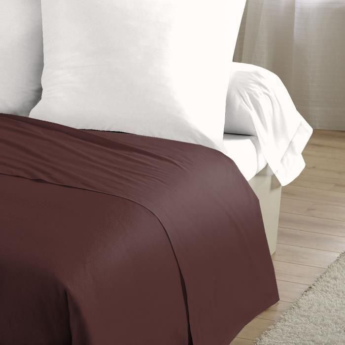 LOVELY HOME Drap Plat 100% coton 180x290 cm -1 personne - Marron 1
