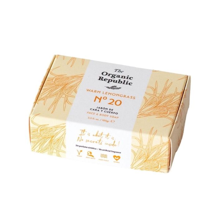 The Organic Republic Savon à la Citronnelle 100g - Hydratant, Purifiant, Pour Peaux Grasses et Mixtes