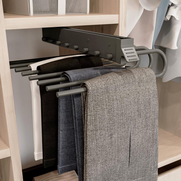 Emuca Porte-pantalons extractible, Droite, Peint en aluminium, Acier et Plastique. 1