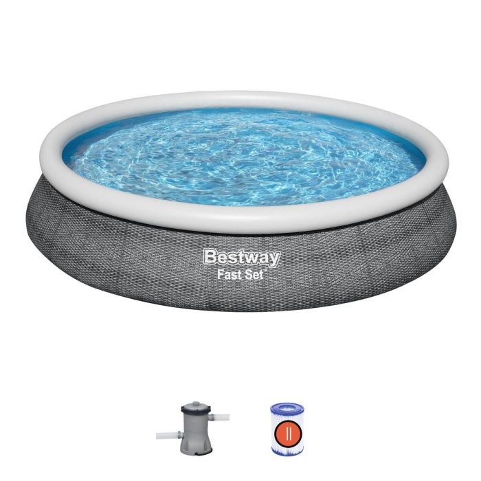 Bestway Piscine Gonflable Adulte Anneau Ratan avec Epurateur 475x84 cm Jardin 57313 3