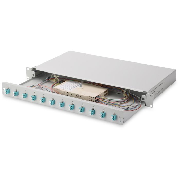 DIGITUS LWL Spleißbox 1HE bestückt 12x LC DX OM3 grau 2