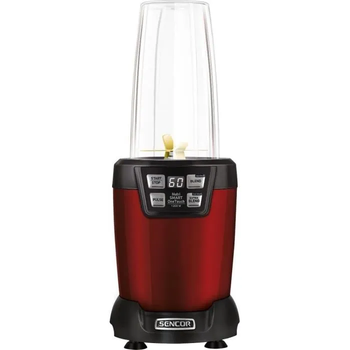 Sencor SNB 6601RD Blender Smoothie, Mixeur 1200 W avec 2 Récipients (0.8 L, 1 L), 6 Lames Titane, Programmes Prédéfinis, Sans BPA