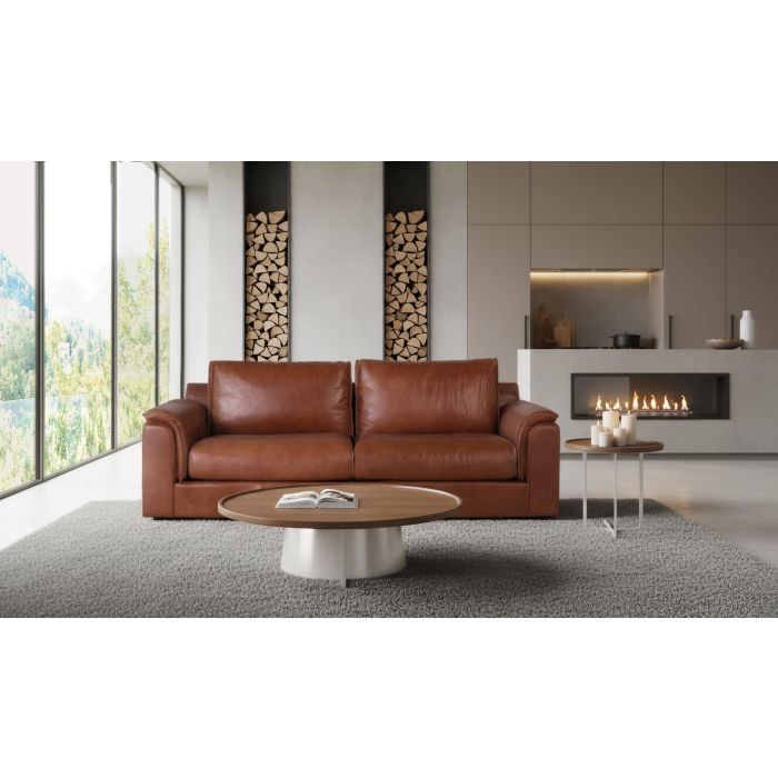 Giner y Colomer - Canapé 3 places en cuir 100% naturel marron, style vintage contemporain - Dimensions : 227 x 95 x 85 cm 6