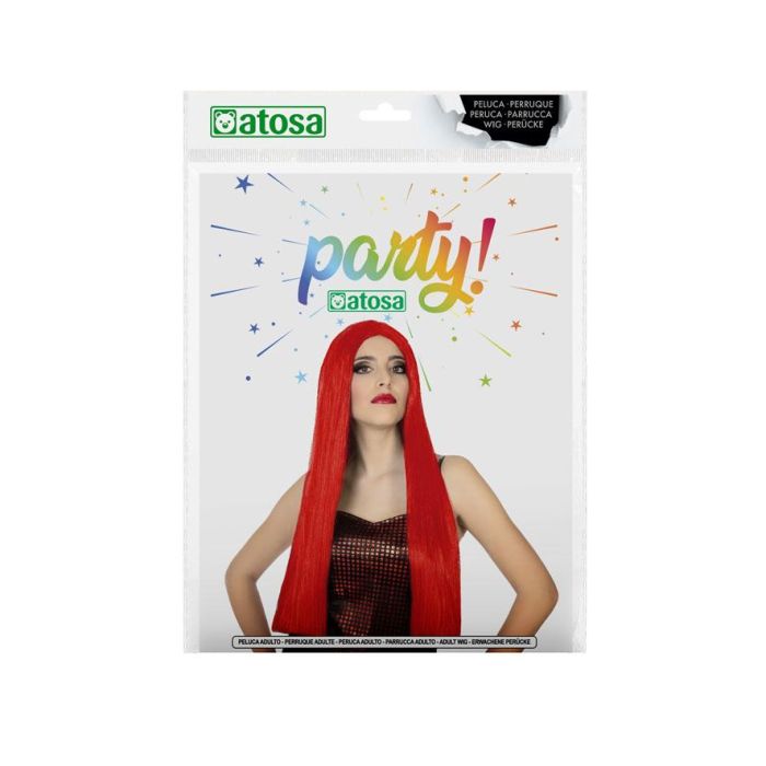 Perruque Longue Rouge Flamboyant 60 cm Avec Raie Centrale - Accessoire Déguisement Carnaval et Fêtes