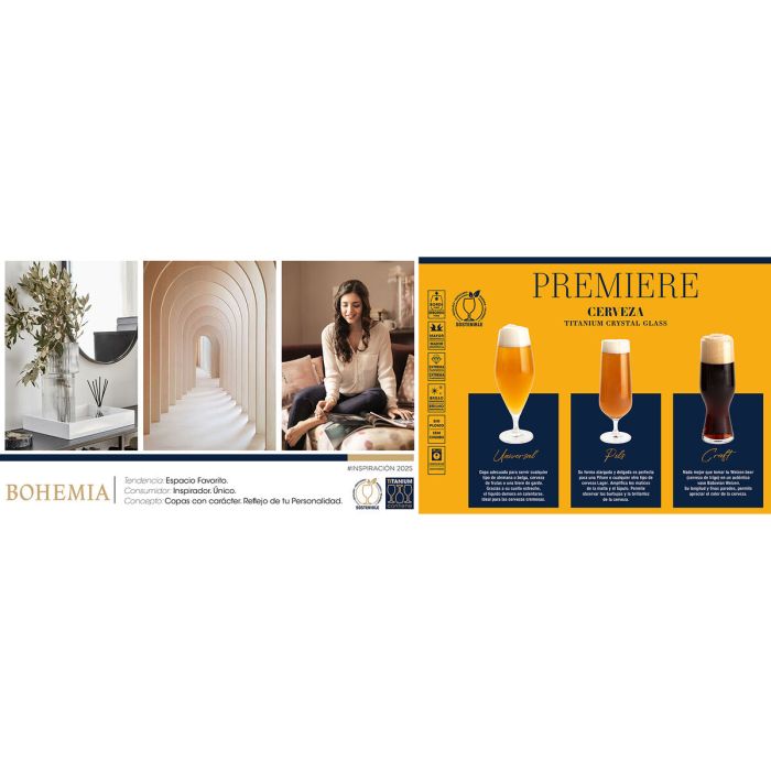 Verre Bohemia Crystal Premiere Pils Transparent verre 380 ml Bière (6 Unités)