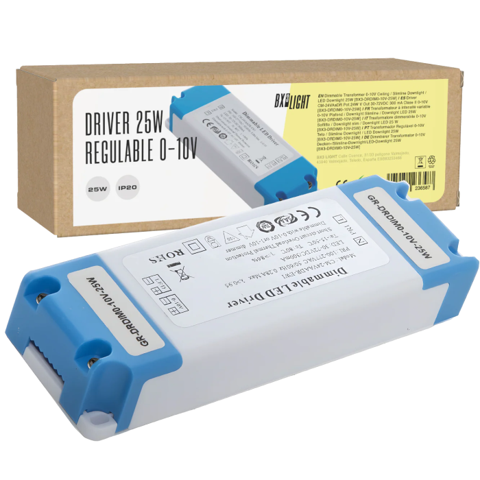 BX3 LIGHT Driver LED BX3-DRDIM0-10V-25W 24W, 300 mA, sortie 30-72VDC, classe II, régulation 0-10V BX3 LIGHT Driver LED BX3-DRDIM0-10V-25W 24W, 300 mA, sortie 30-72VDC, classe II, régulation 0-10V